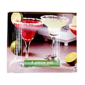 Set of 4 Circleware Cozumel Margarita Glasses 10 Oz Each Perfect For Mixed Drink